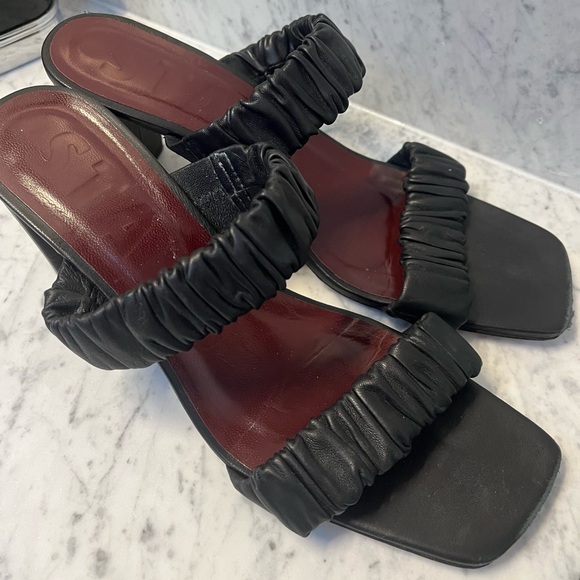 Staud Frankie Ruched High Block Heel Sandals Sz 9 - Picture 2 of 7